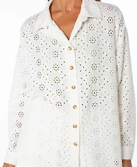 Roxy Women's Morning Time Eyelet Detail Cotton Shirt
