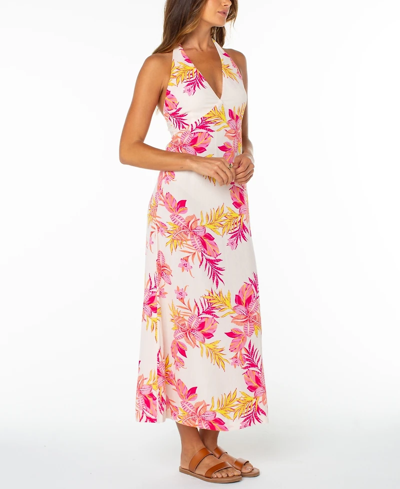 Roxy Women's Beach Day Floral Printed Halter Neck Dress