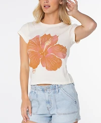 Roxy Women's Hibiscus Print Crewneck T-Shirt