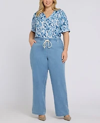 Nydj Plus Relaxed Drawstring Pull-On Denim Pants