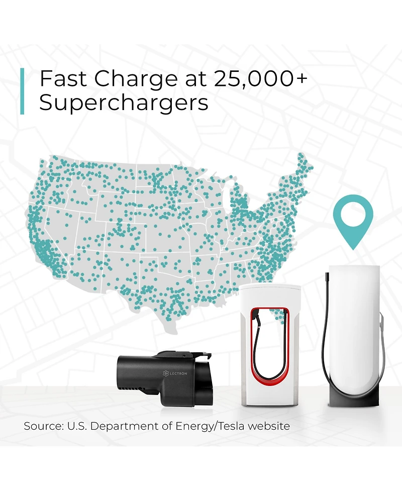 Lectron Nacs to Ccs Electric Vehicle Adapter with Interlock - 500 Amps / 1000V - Compatible with Tesla Superchargers