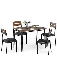 Slickblue Industrial Style Dining Set 5 Piece Table with Benches and Stools