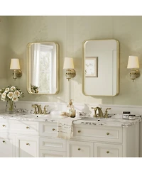 Apmir High-Strength Tempered Glass and Aluminum Alloy Framed Wall Decor Bathroom Vanity Mirror in Brushed Gold