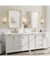 Apmir" High-Strength Tempered Glass and Aluminum Alloy Framed Wall Decor Bathroom Vanity Mirror in Brushed Gold