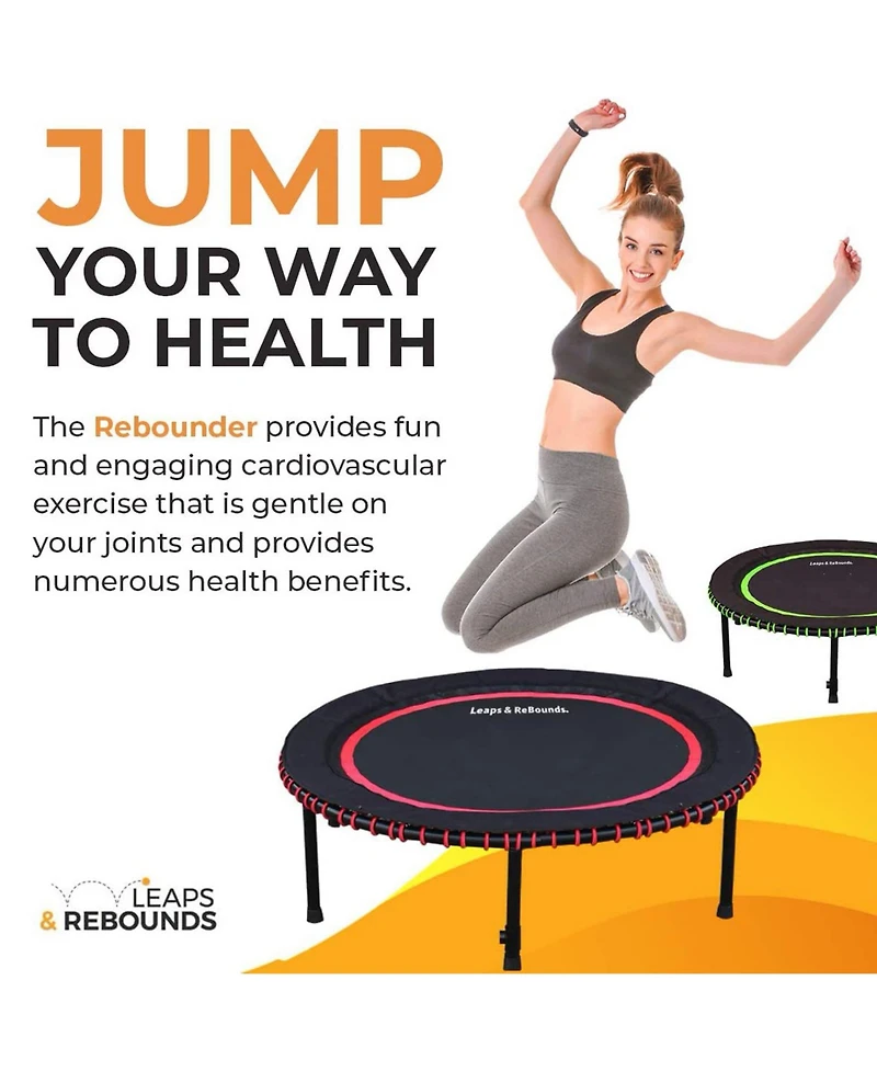 Leaps & Rebounds 48" Mini Fitness Trampoline & Rebounder Gym Equipment, Blue