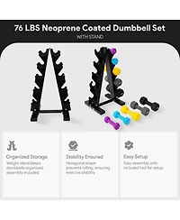 BalanceFrom Fitness 3, 5, 8, 10 & 12 Pound Neoprene Dumbbell Weight Set w/ Stand