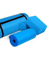 BalanceFrom Fitness 71"x24" Anti Tear Yoga Mat w/Strap, Knee Pad & Blocks
