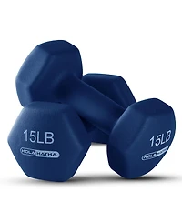HolaHatha 5, 10, and 15 Pound Neoprene Dumbbell Weight Set with Storage Rack
