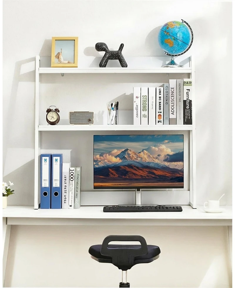 Gouun 2-Tier Desktop Bookshelf Organizer with Anti-Slip Pads, 37.4" x 12.6" x 35.4"