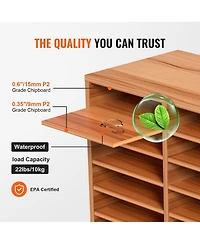 Gouun 27-Compartment Wood Literature Organizer with Adjustable Shelves, 31.5 x 12.0 x 24.8
