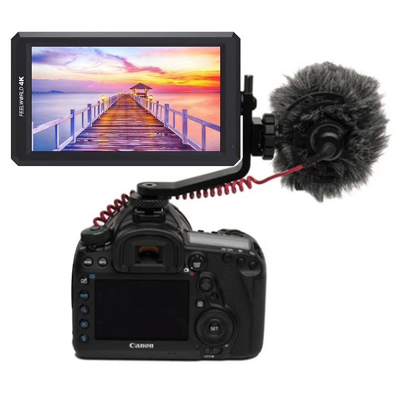 Feelworld F6 5.7" Ips Full Hd Hdmi On-Camera Led Monitor with 4K Support and Tilt Arm for Dslr and Mirrorless Camera, 1920x1080