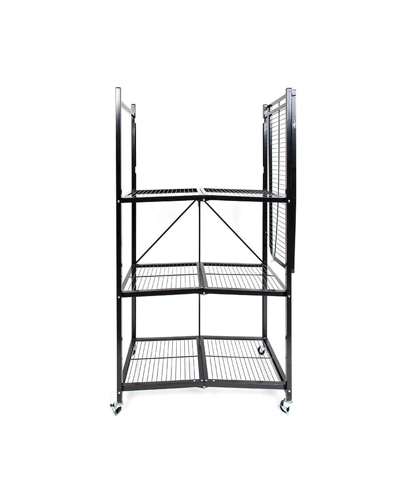 Origami R5-06W Black 4-Wheeled and 4-Shelf Folding Steel Wire Shelving Storage