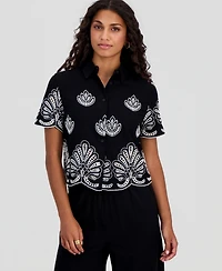 And Now This Petite Embroidered Cotton Wide Leg Pants, Macy's Exclusive