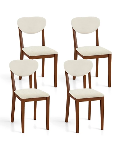 Slickblue Modern Sherpa Upholstered Dining Chairs Set of 4 with Wooden Legs for Kitchen-Walnut