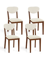 Slickblue Modern Sherpa Upholstered Dining Chairs Set of 4 with Wooden Legs for Kitchen-Walnut