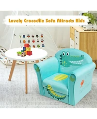 Gouun Kids Crocodile Upholstered Armrest Sofa with Velvet Cover, Ages 1-5, 20x15x17 in