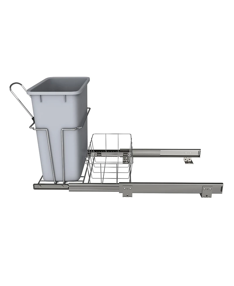 Rev-a-Shelf 20 qt. Universal Waste Container with Rear Basket, Rukd-1420RB-1