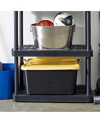 Life Story 55 Quart Plastic Stackable Storage Unit Bin, Black & Yellow (6 Pack)