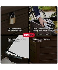 Keter Brightwood Weatherproof Resin Patio Deck Storage Box Bench (2 Pack)