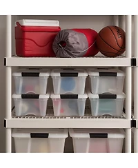 Iris 6 Pack 12qt Plastic Storage Bin with Lid and Secure Latching Buckles, Pearl