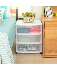 Sterilite At Home 3 Drawer Wide Storage Cart Container with Casters (3 Pack)