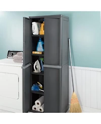 Sterilite Adjustable 4-Shelf Gray Garage Storage Cabinet With Doors, 2 Pack
