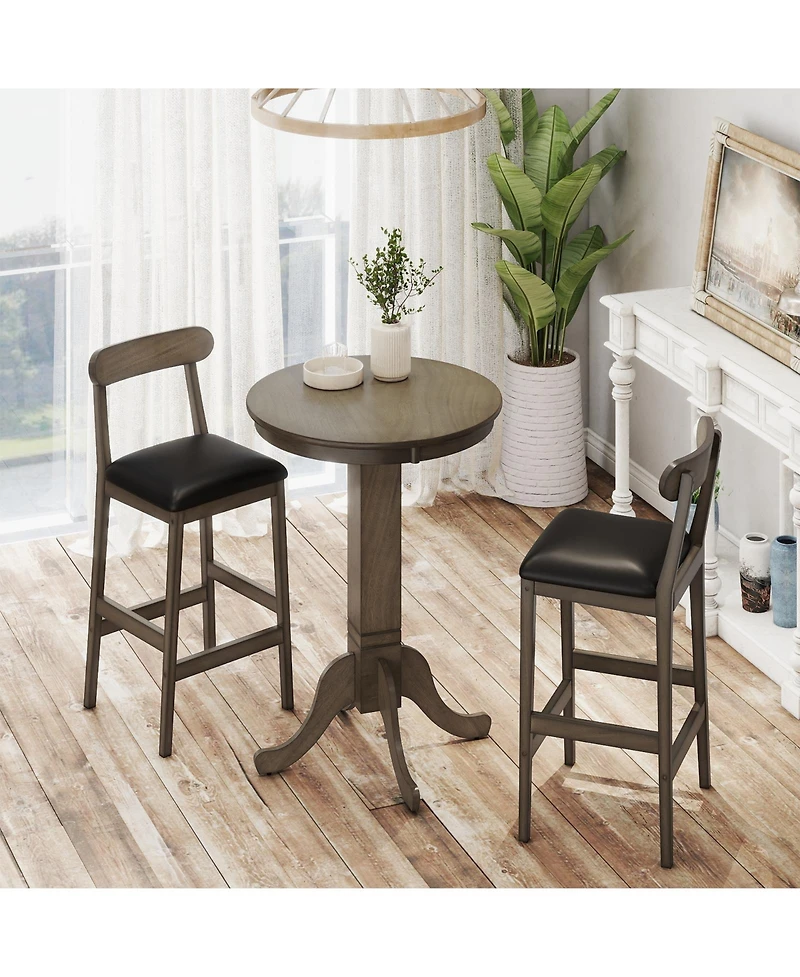 Gouun Pub Height 30 in Round Dining Table with Pedestal Base