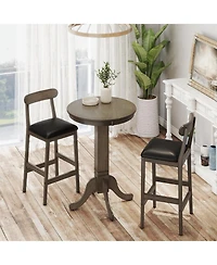 Gouun Pub Height 30 in Round Dining Table with Pedestal Base