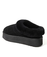 Fireside by Dearfoams Women's Bendigo Genuine Shearling Quilted Platform Clog Slipper