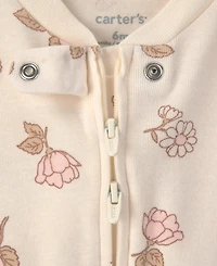 Carter's Baby Girls' 2-Pack Flower Striped Snug Fit Sleep & Play
