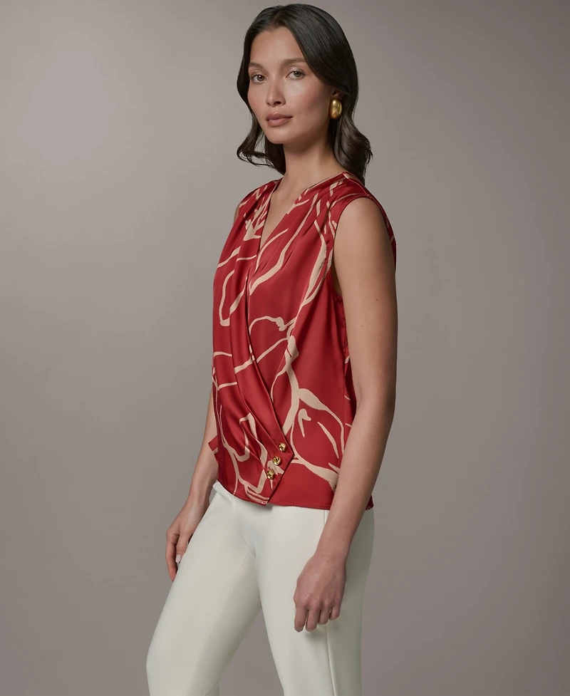 Donna Karan New York Women's Faux Wrap V-Neck Top