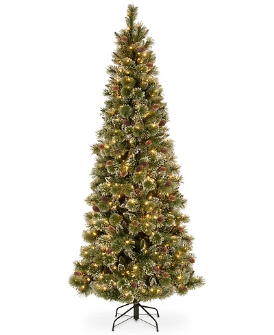 Glittery Bristle R Slim Pine Tree with Lights, 90"