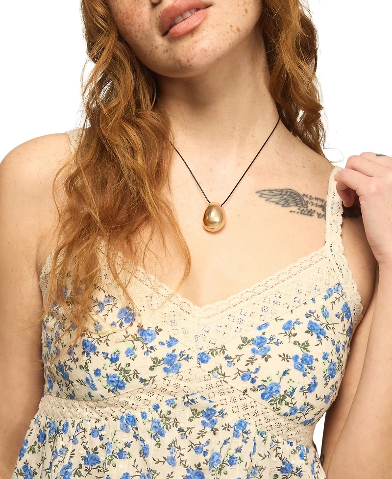 Lucky Brand Women's Sleeveless Printed Lace Trimmed Tank Top