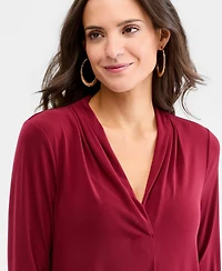 Jm Collection Women's 3/4 Sleeve V-Neck Knit Top, Created for Macy's