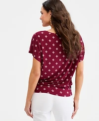 Jm Collection Women's Printed Boatneck Banded-Bottom Knit Top, Macy's Exclusive