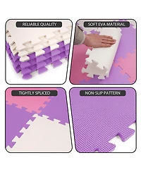 BalanceFrom 36 Piece Kids Puzzle Play Mat, Foam Floor Tiles, Pink/Purple/Beige