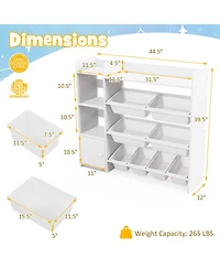 Gouun 4-Tier Kids Toy Storage Organizer Bookshelf and Toy Storage Rack with Door