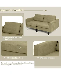 Gouun Faux Leather Loveseat Sofa with Side Storage Pocket and Padded Cushions