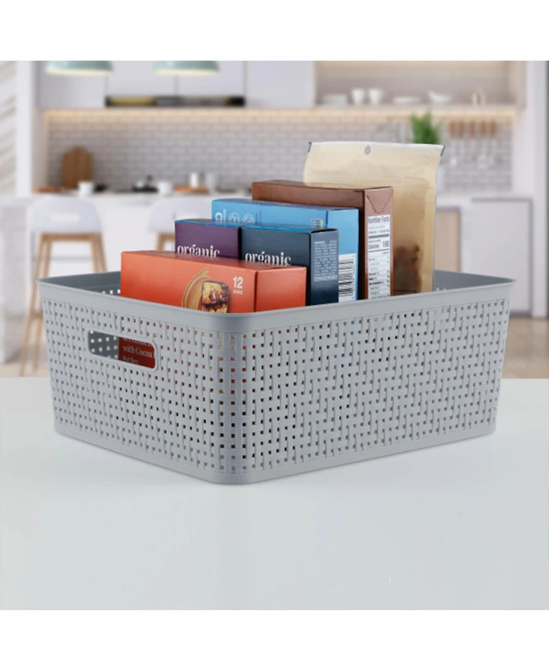 Sterilite 14'' x 11.5'' x 5'' Woven Rectangular Short Basket Organizer (6 Pack)