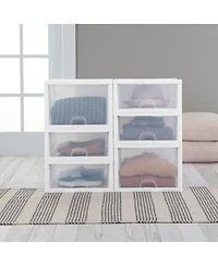 Sterilite 16 Quart Clear Plastic Stacking Storage Drawer Container Box, 6 Pack