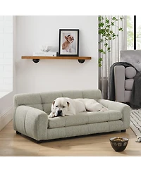 Clihome Dog Sofa Soft Pet Furniture with High Back and Armrests for Small and Medium Dogs, Dark Grey
