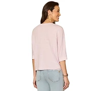 Democracy Women's Embroidered Crew Neck Top