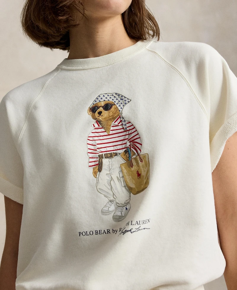 Polo Ralph Lauren Women's Island Fleece Bear Short-Sleeve Crewneck Sweatshirt