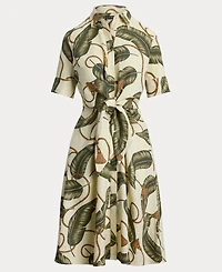 Lauren Ralph Women's Point Collar Linen Shirt Dress