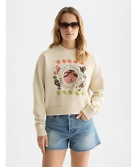 Scotch & Soda Women's and Sweatshirts Artwork Relaxed-Fit Sweatshirt, Fog, X-Large
