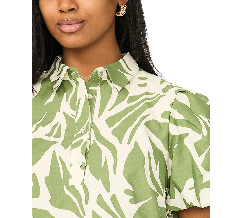 Msk Women's Short-Sleeve Button Collar Dress