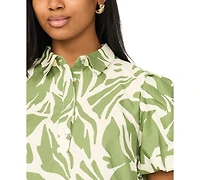 Msk Women's Short-Sleeve Button Collar Dress