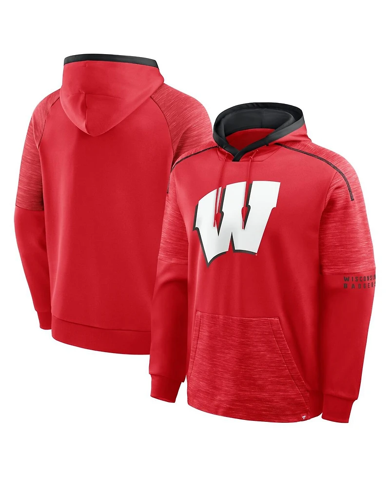 Fanatics Men's Red Wisconsin Badgers Quad Defender Hoodie