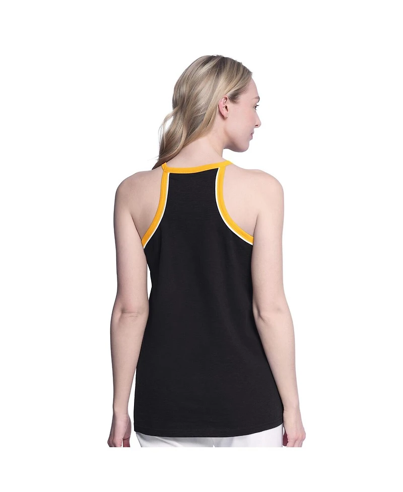 G-iii 4Her by Carl Banks Women's Black Pittsburgh Penguins Curveball Racerback Scoop Neck Slub Tank Top