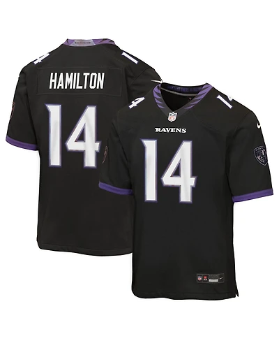 Nike Big Boys and Girls Kyle Hamilton Black Baltimore Ravens Alternate Game Jersey